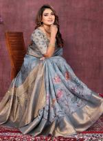 Silk Sky Blue Traditional Wear Weaving Saree